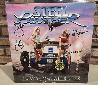 Steel Panther SIGNED Heavy Metal Rules Limited Edition BLUE  Record LP Vinyl • $175