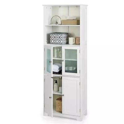Giantex Bathroom Cabinet 4-Door Storage Shelf Tall Cupboard Pantry Kitchen 163CM • $169.95