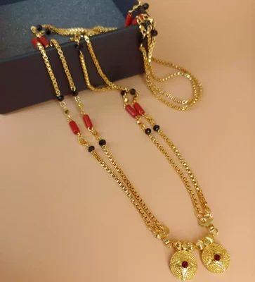 $34 • Buy Traditional Wedding CZ Mangalsutra Gold Plated Indian Bollywood Jewelry Set