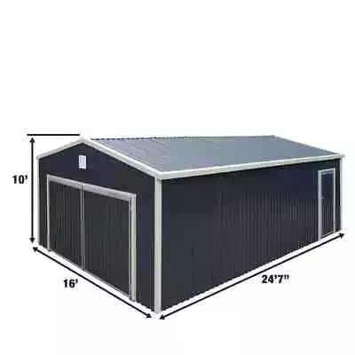 TMG 16x24x10 Ft Galvanized Steel Garage/Shed New In Crate/ Side Entry Door • $3949