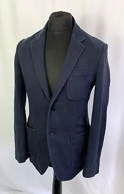 Lacoste Blazer Navy Blue Linen Cotton Blend Jacket Plain Men's Small L785 • £30