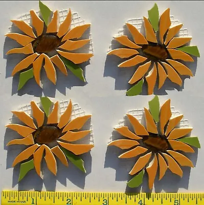 2  Sunflowers Broken Cut China Plate Mosaic Tile Set Mosaic Tiles • $11.99