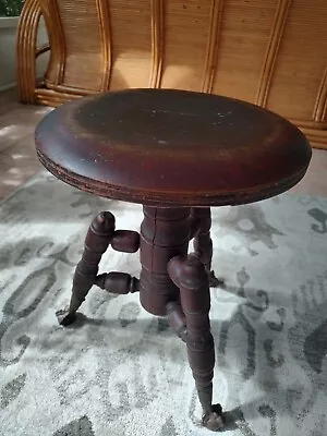 Vintage H.D Bentley  Chicago Piano Stool Iron Claw Foot 3 Legged Works • $175