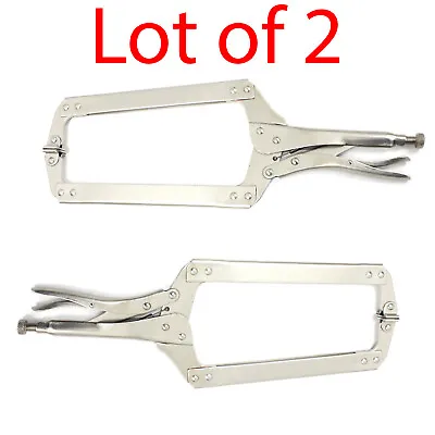 Lot 2 - 18  Locking C-Clamp Pliers 9-1/2  Throat With Swivel Pads Vise Grip • $48.95