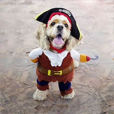 £7.95 • Buy Halloween Pet Dog Cat Pirate Clothes Suite Costume Outfit Caribbean Cosplay UK