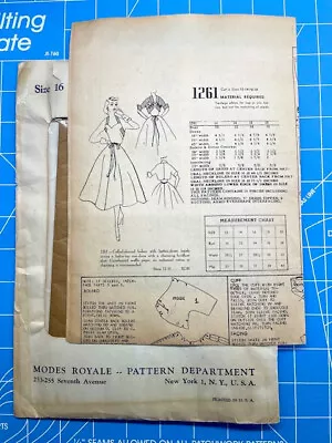 Rare Vintage 50s Modes Royale Halter Dress Bolero Jacket Sewing Pattern 1261 FF • $95