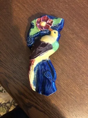 Vintage Majolica Wall Pocket Bird Vase 7.5   Tall • $15