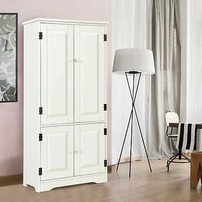 $146.95 • Buy Storage Cabinet Kitchen Organizer Floor Cupboard Doors Antique Cream White/Black