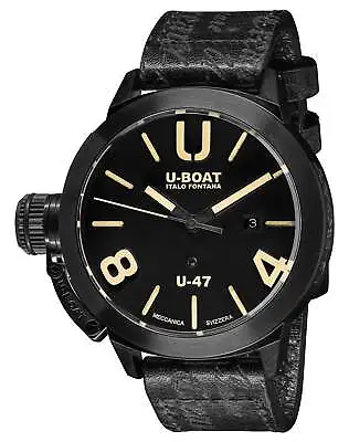 U-Boat Classico U-47 AB1 Automatic Black PVD Black Dial Leather Mens Watch 9160 • £1220.80