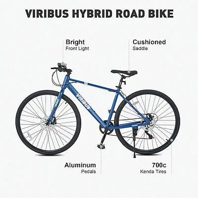 Road Bike For Women 700c Hybrid Bike Commuter Bike With 7 Speed Derailleur Blue • $269.36