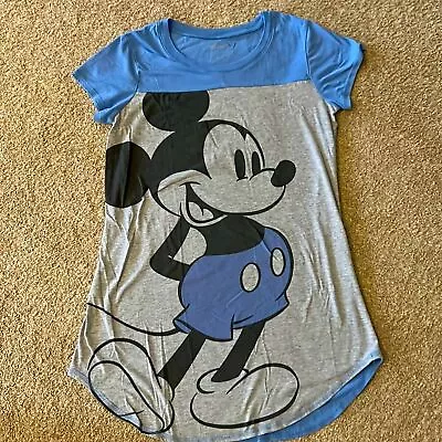 Disney Mickey Mouse Juniors Size L Nightgown Light Blue Grey • $6