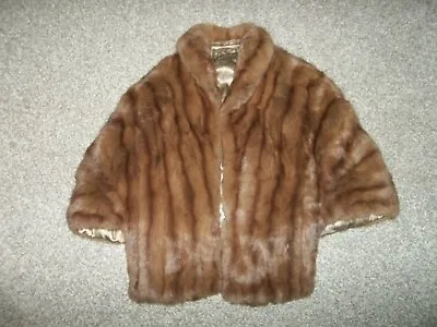 Vintage Furs By Clyde Burtrum Hook Front Fur Capelet Jacket Size M/L Mink • $34.95