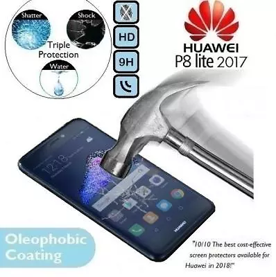 100% Genuine Tempered Glass Screen Protector PRA-LA1/LX1 For Huawei P8 Lite 2017 • £3.35