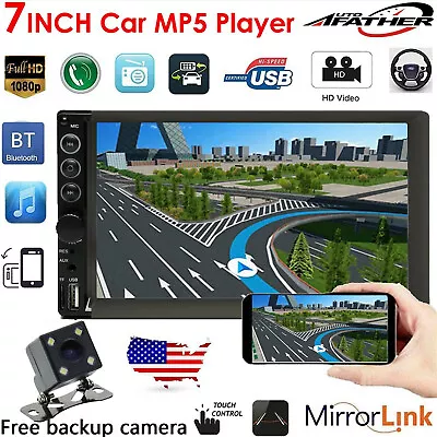 2DIN 7  HD Car Stereo Radio MP5 Player Bluetooth Touch Screen With Rear Camera • $63.08