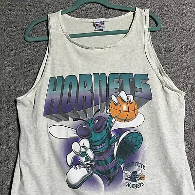 Vintage 90's Charlotte Hornets NBA Team Hanes Tank Top Shirt XL • $24