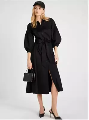 NWT $368 Kate Spade Black Poplin Mainline Midi Montauk Dress Size Small NO BELT • $65