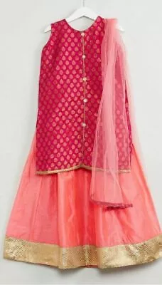 Kids Peach Lehenga Choli Set Readymade Lehenga Ethnic Lehenga Choli • $31.68