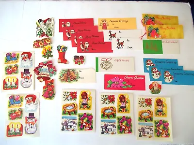 Vintage Christmas Gift Tags Seals Lot Retro Mod 1940-60's Era Craft Use Ok • $10.90