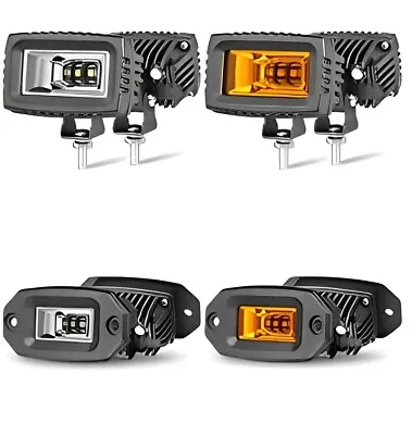 2x 3  Cube LED Flood White/Amber Light Pods Work Driving Fog Offroad 4WD Truck  • $39.95