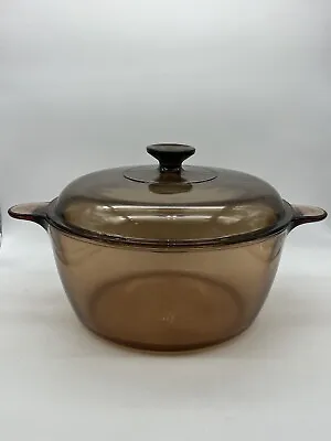 Vintage Corning Ware Visions Amber Glass Dutch Oven W/Lid Stock Pot 4.5L USA VGC • $32.95