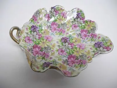 Vintage Floral Bone China Chintz Leaf Plate • $4.95