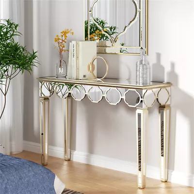 Mirrored Console Table Glass Dressing Table Bedroom Bevelled Venetian Furniture • £229.91