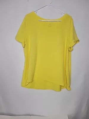 J. Jill 100% Everyday Cotton Yellow Short Sleeve Tee Shirt Women's Size XL • $14