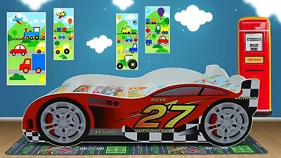 Child Toddler Bed Boys Kids RED Racing Car + Mattress 160 X 80 Cm  63  X 31.5  • £190