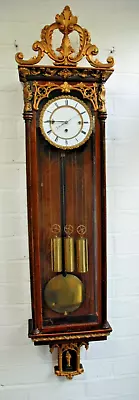 Stunning Walnut Biedermeier Triple Weight Grande Sonnerie Vienna Wall Clock • $4349.70