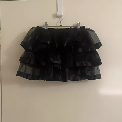 Black Tiered Rara Tutu Mini Costume Dress Up Elastic Waist Skirt • $25