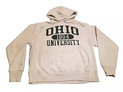 Ohio University Champion Reverse Weave Hoodie Size Large Gray Vintage OU Bobcats • $56.50