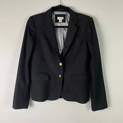 J Crew Schoolboy Blazer Jacket Womens 2 Black Gold Buttons Wool Blend • $21.95