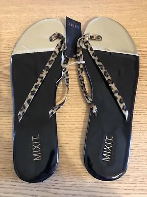 Mixit 9 Women’s Sandals Shoes Black/Animal Print Retail $18 (apt-1084) • $7.16