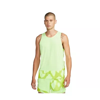 Nike Dri-FIT Run Division Rise Men’s Running Tank Vest Small Ghost Green Neon • £24.99