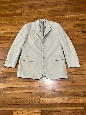 Perry Ellis Men’s Blazer Jacket Size 42R Beige Cotton Twill 3 Button Sport Coat • $29.95