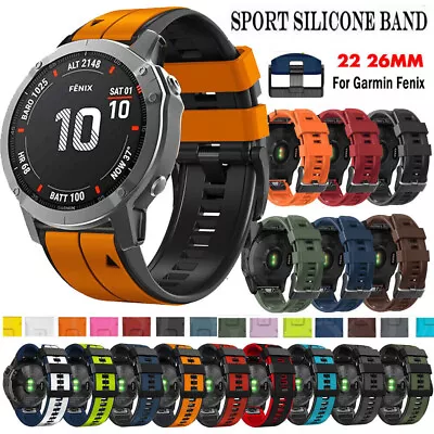 For Garmin Fenix 7X 7 Solar 6 6X 3 5 5X Plus Epix 2 Silicone Band Strap Quickfit • $12.49