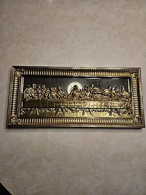 Vintage HOMCO Gold Mirror Wall Art Last Supper Picture Gilded Hollywood Regency • $34.99