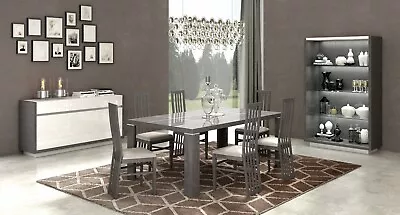 ESF Mangano Gray 7 Piece Dining Room Set Made In Italy By European Collection • $3499