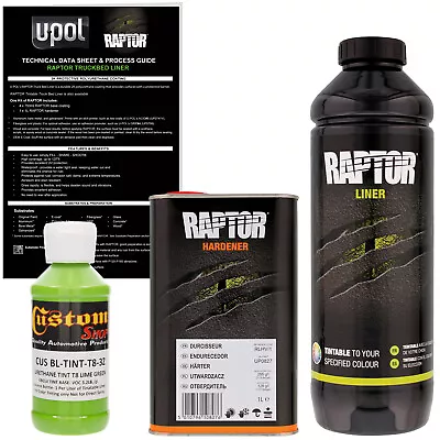 U-POL Raptor Tintable Lime Green Spray-On Truck Bed Liner Coating 1 Liter • $74.99