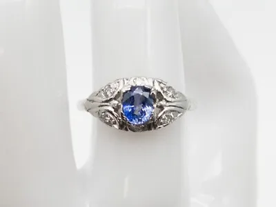 Antique 1920s $5000 1.50ct Certified NO HEAT Ceylon Blue Sapphire Platinum Ring • $1150