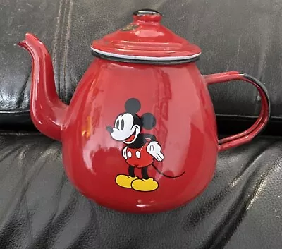 Disneyland Tea Pot  Enamel Red Metal Mickey Mouse Collectable • £4.99