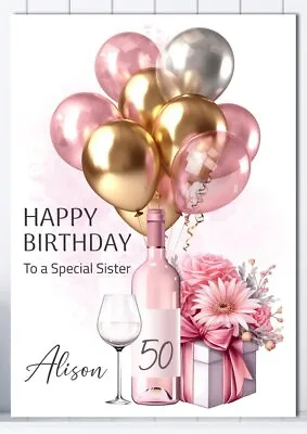 Personalised Birthday Card For Her Woman Female Large A5 Greeting Cards • £3.49