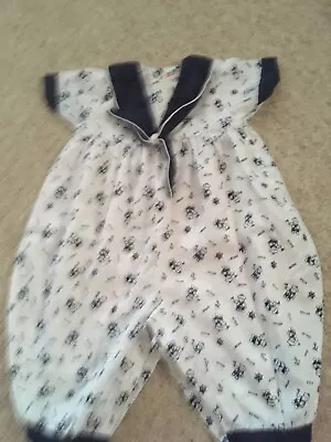 Baby Boys Zip Zap White/Navy Print Romper Sailor Vintage Style Size 6 Months • £9.99