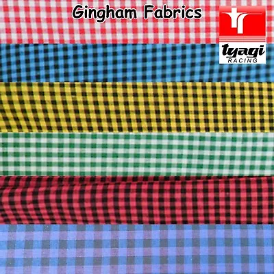 Cotton Gingham Fabric Check Striped Cloth Tablecloth Cover Dressmaking Lining • £4.31