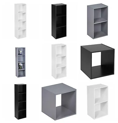 Cube 1 2 3 Or 4 Tier Wooden Bookcase Shelving Display Storage Shelf Unit Wood • £16.95