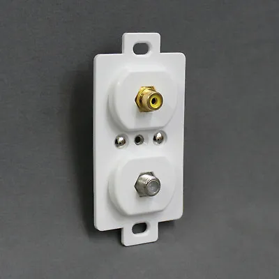 White Coax And RCA Receptacle Outlet Wall Plate For RV Home Trailer Camper • $2.99