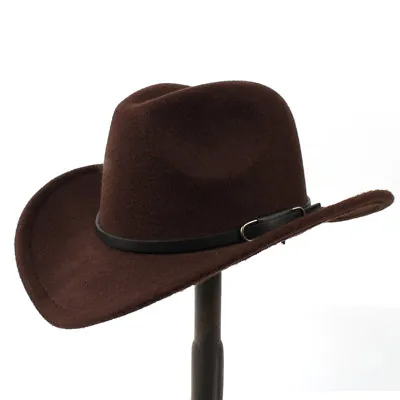 Kids Boys Cowboy Hat Western Girls Cowgirl Cap With Black Leather Belt 54cm • $12.99