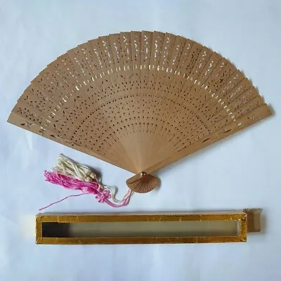 $49.99 • Buy Japanese Fan Sandalwood 175mm Folding Fan Hand Fan Openwork Sensu Oogi Kimono