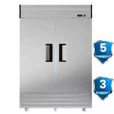 New 54'' Reach-In Commercial Refrigerator Stainless Steel 2 Solid Doors 49 Cu.Ft • $2374.04