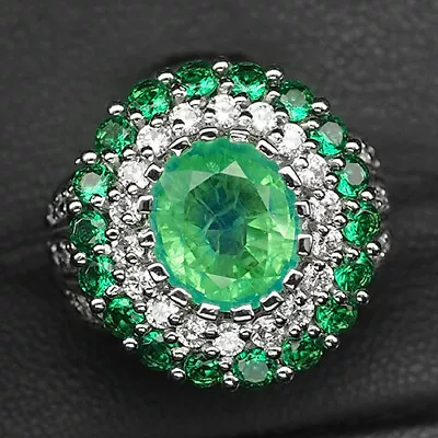 Emerald Green Oval 4.70 Ct.Sapp Garnet 925 Sterling Silver Ring Sz 6.75 Jewelry • $37.63